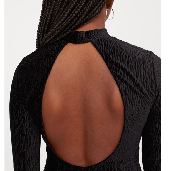 Black Crinkle Velour Dress - Picture 2 of 3